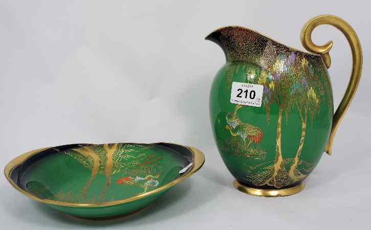 Appraisal: Carltonware Vert Royale Jug decorated with Stork and tree design