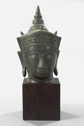 Appraisal: Large and Serene Thai Cast-Iron Head of the Crowned Buddha