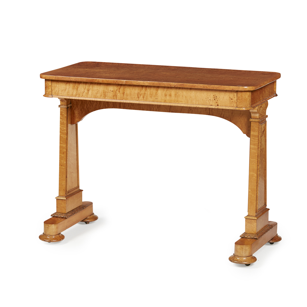 Appraisal: GEORGE IV SMALL MAPLE LIBRARY TABLE CIRCA the rounded rectangular