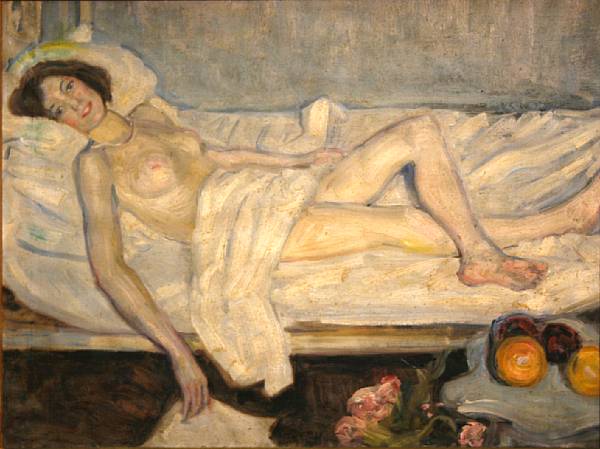 Appraisal: American School th Century A Nude with Still Life unsigned