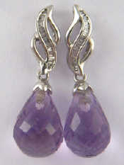 Appraisal: A pair of white metal tests carat gold amethyst and