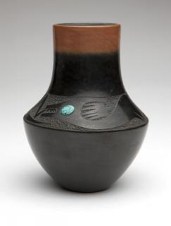 Appraisal: A Russell Sanchez San Ildefonso blackware jar Dated and signed