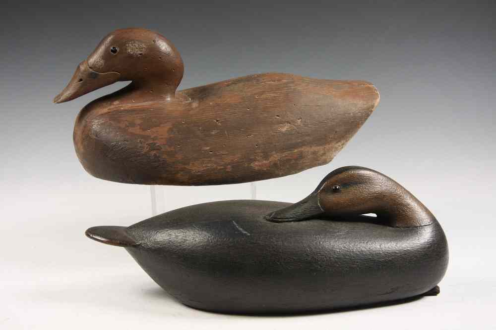 Appraisal: SIGNED DUCK DECOYS - Including Drake with Head Tucked back