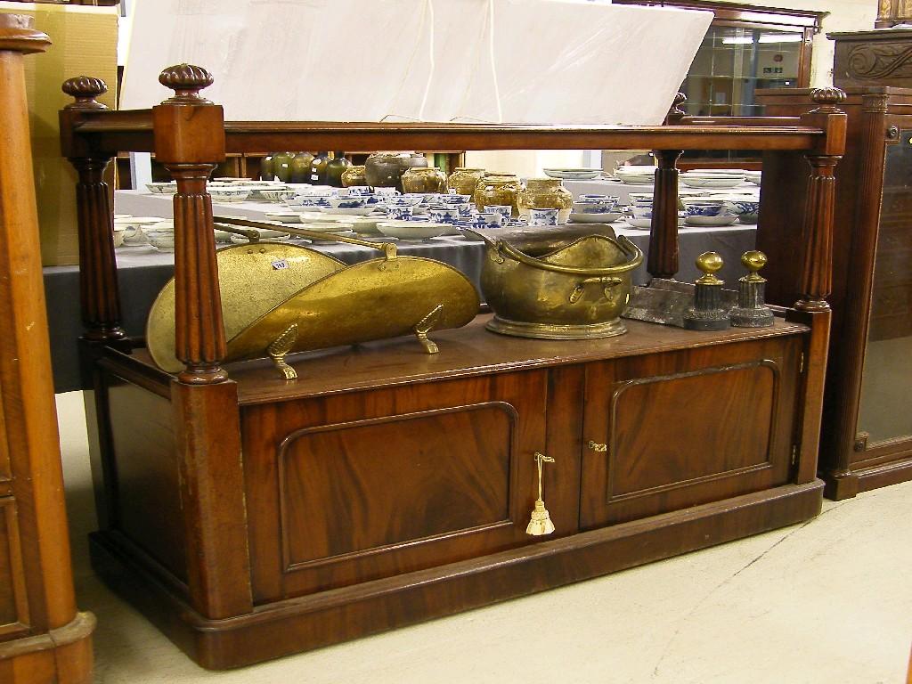 Appraisal: Victorian mahogany two tier buffet the moulded top upon tapering