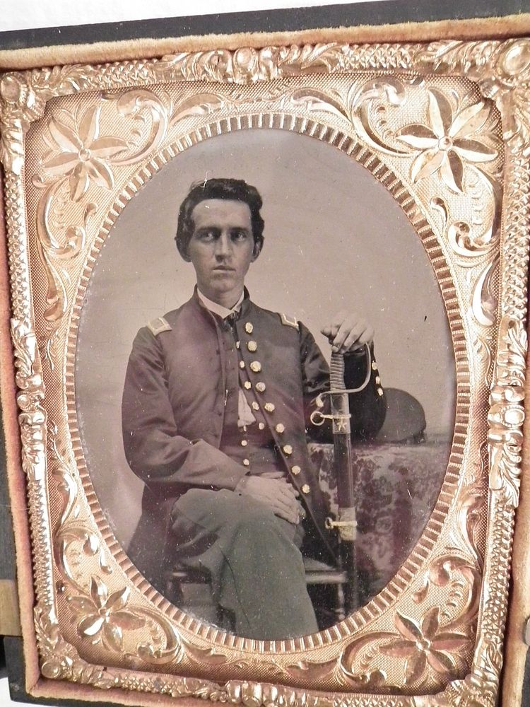 Appraisal: AMBROTYPE CONFEDERATE SOLDIER Rare ambrotype photograph of a Confederate attr