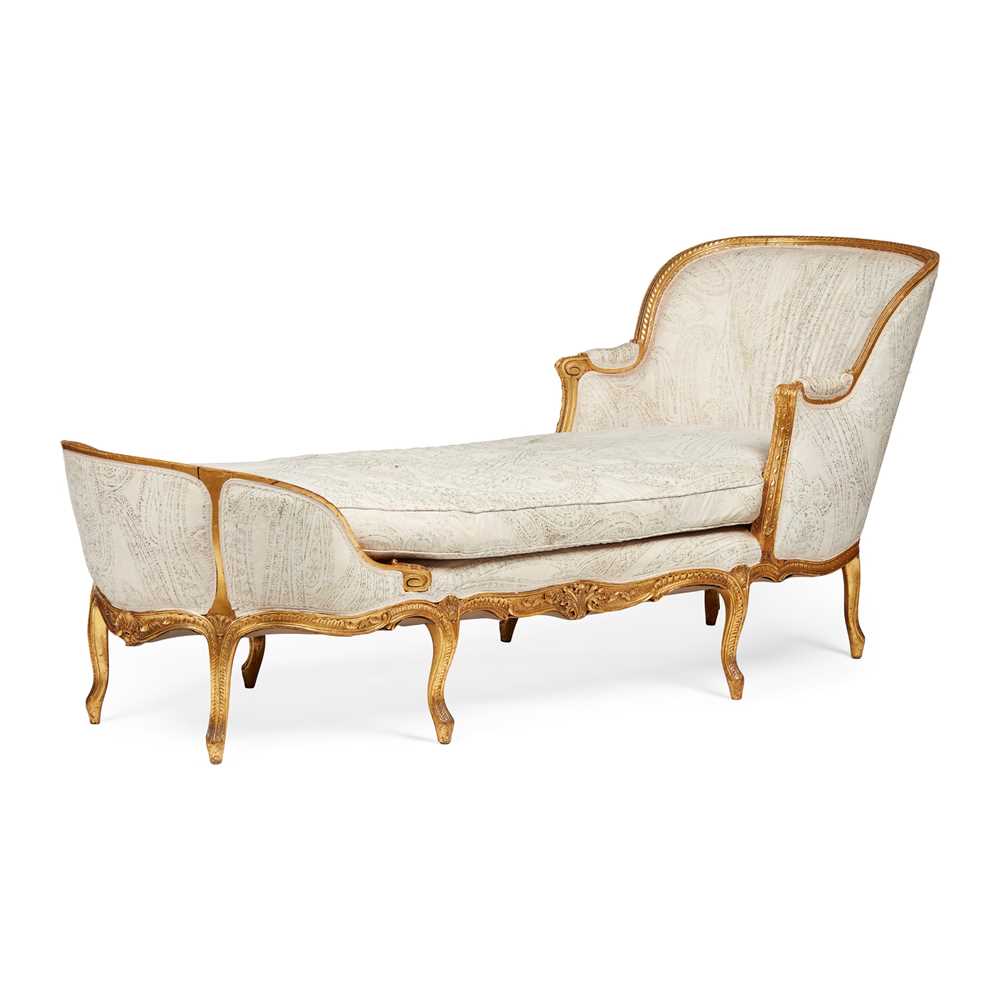 Appraisal: FRENCH LOUIS XVI STYLE GILTWOOD CHAISE LONGUE TH CENTURY with