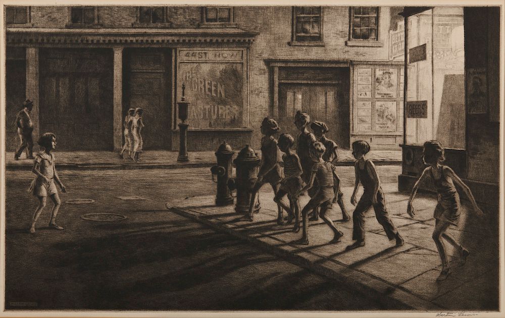 Appraisal: MARTIN LEWIS American - Bedford Street Gang drypoint sheet x