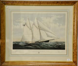 Appraisal: Currier Ives hand colored lithograph The Yacht Henrietta tons modelled