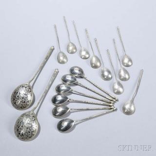 Appraisal: Seventeen Russian Silver Spoons Moscow mid to late th century