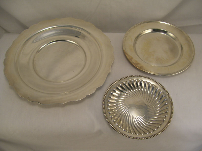 Appraisal: - Round Sterling Trays Includes S Kirk Son tray measures