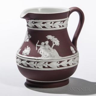 Appraisal: Wedgwood Crimson Jasper Dip Etruscan Jug England c applied white