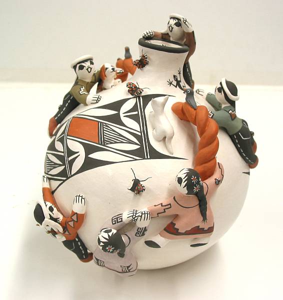 Appraisal: An Acoma polychrome storyteller canteen Marilyn Ray signed Marilyn Acoma