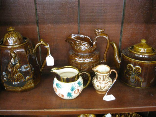 Appraisal: pcs of Early Pottery teapot coffeepot various pitchers