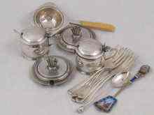 Appraisal: A mixed lot comprising two silver mustard pots six silver