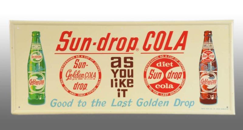 Appraisal: Embossed Tin Sun-Drop Sign Description Strong colors depicting one Cola