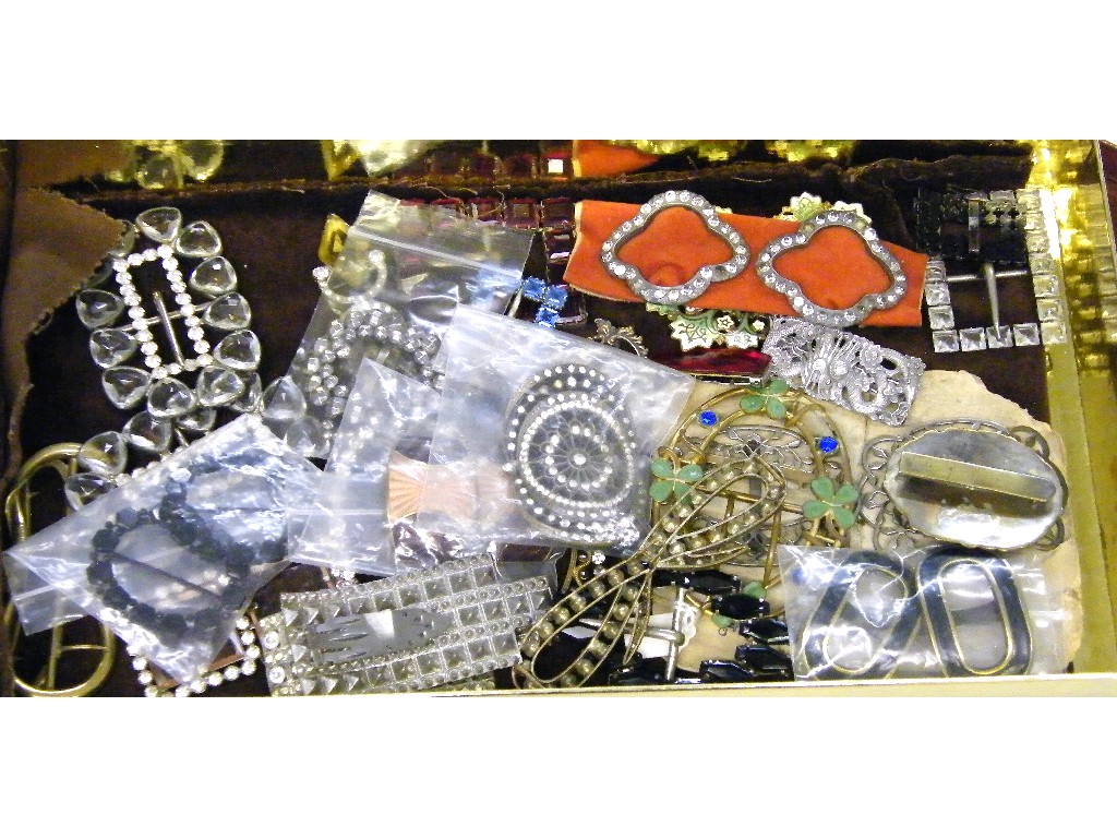 Appraisal: Collection of paste and coloured stone set buckles and brooches