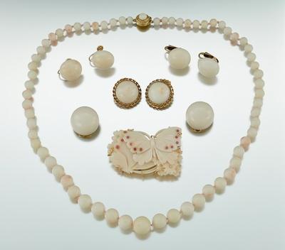 Appraisal: A Group of White Coral Jewelry Containing a graduated coral