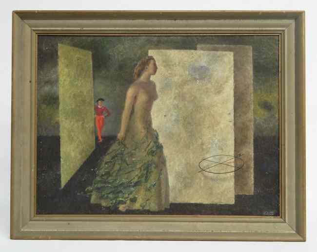 Appraisal: Painting oil on masonite abstract with woman signed ''Klett'' Walter