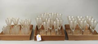 Appraisal: Partial Set Cut Etched Gilded Crystal Stemware Partial set of