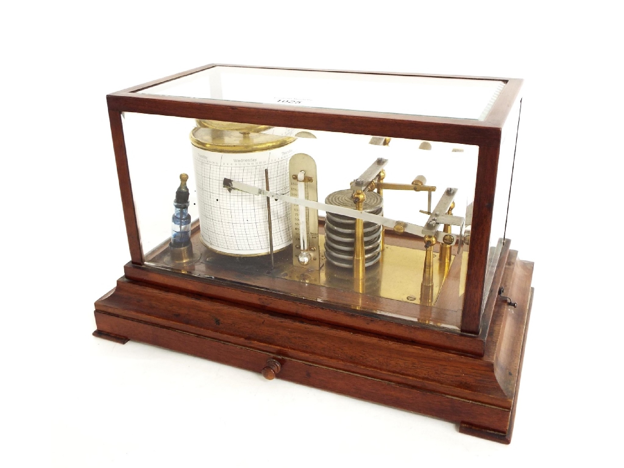 Appraisal: Mahogany barograph within a hinged bevelled glazed case over a