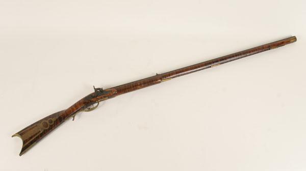 Appraisal: Kentucky percussion rifle figured maple full stock W C Biddle