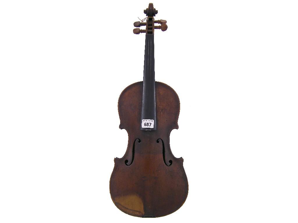 Appraisal: Late th century German Stradivari copy violin branded AS below