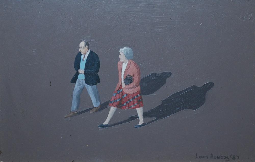 Appraisal: LEON ROUBOS ELDERLY PEDESTRIANS OIL ON BOARD X CM SIGNED