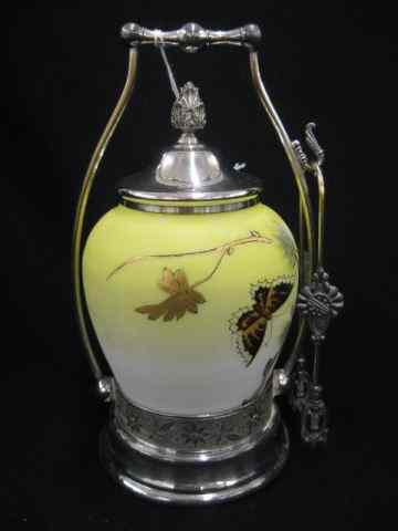 Appraisal: Victorian Pickle Castor enameled butterfly floral design on yellow to