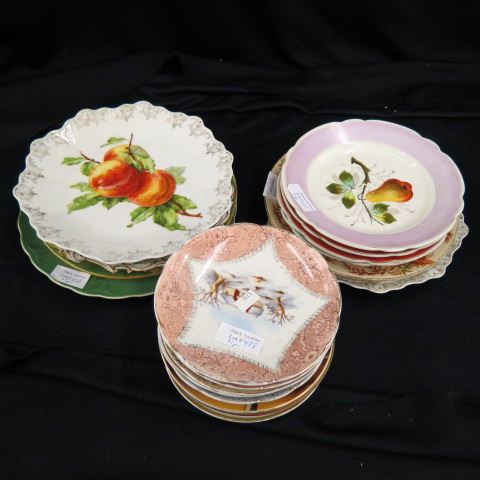 Appraisal: pc Estate Lot of Plates Dishes mostly handpainted including fruit