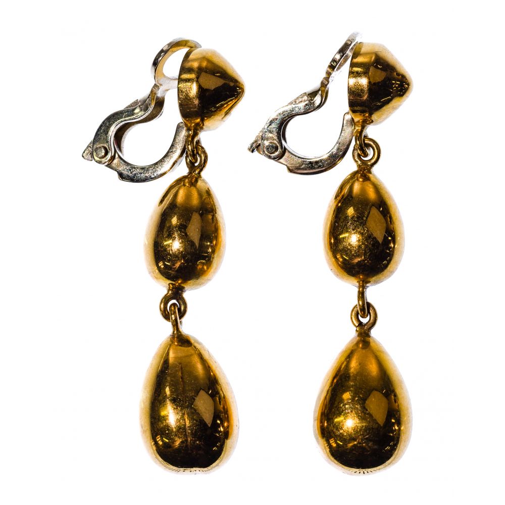 Appraisal: K YELLOW GOLD CLIP ON EARRINGSHaving a cone and teardrops