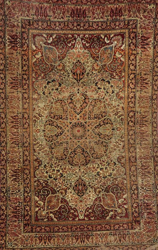 Appraisal: Laver Kerman Rug Early th Century Ivory ground with flowering