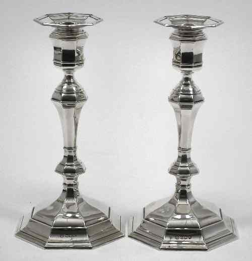 Appraisal: Two George VI silver pillar candlesticks of th Century design