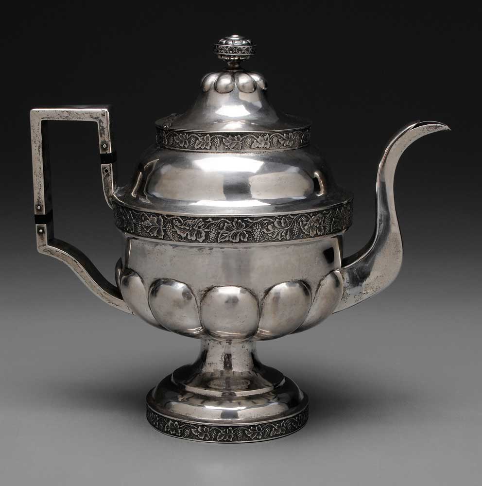 Appraisal: Charleston Coin Silver Teapot American th century lobed body with