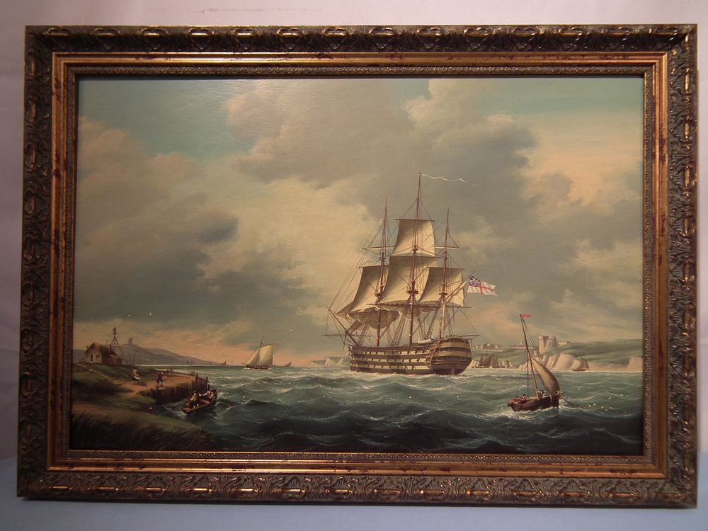 Appraisal: COLACICCO ENGLISH MARINE PAINTING Large oil painting on wood panel