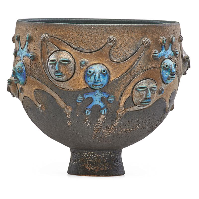 Appraisal: SCHEIER Bowl with figures Condition Report Excellent condition no damage