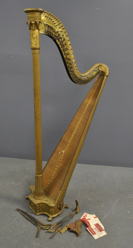 Appraisal: - Classical early th c French gilt and satinwood harp