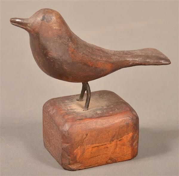 Appraisal: Folk Art Song Bird Signed Joseph Moyer Carved Wood Folk