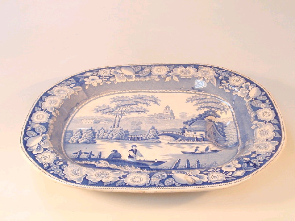 Appraisal: An Early th century blue transfer printed meat plate 'Nuneham