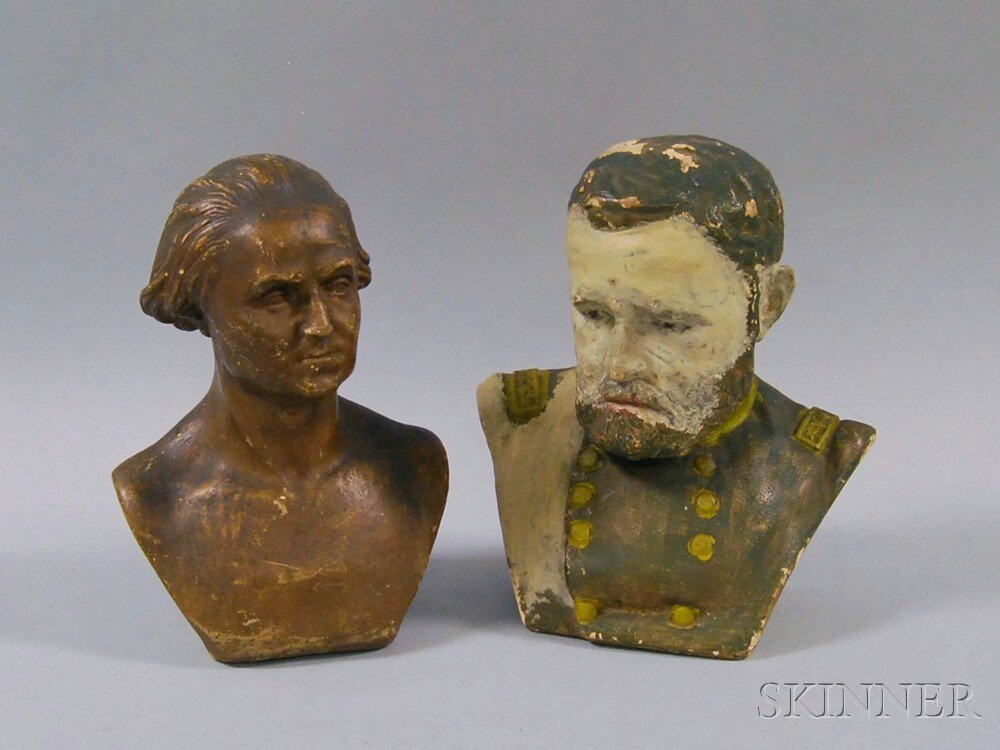 Appraisal: Two Ceramic Historical Busts a painted Karl Gerhardt bust of