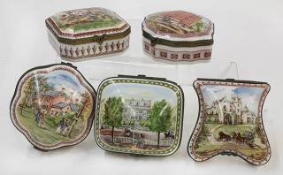 Appraisal: lot of French porcelain transfer decorated boxes executed in a