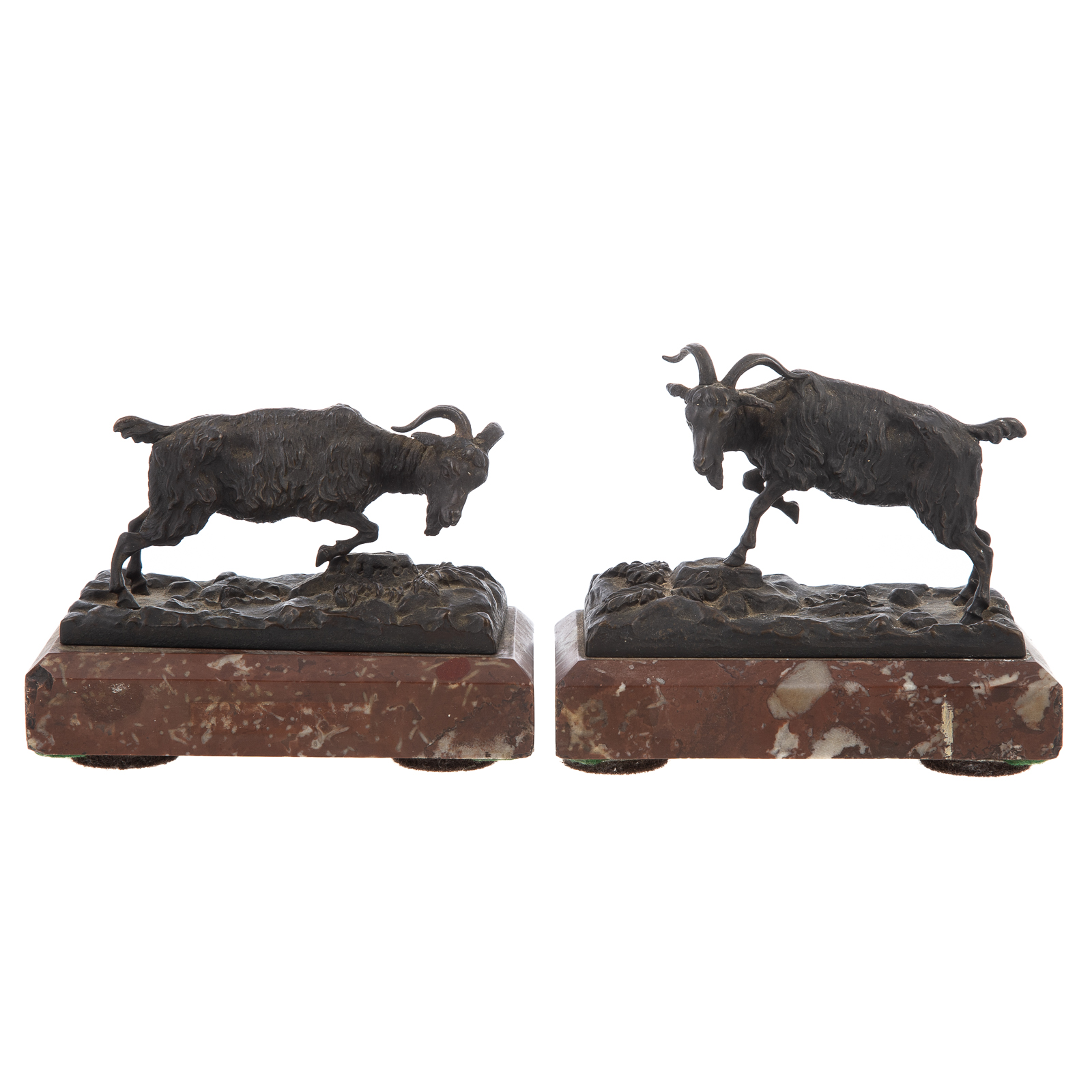 Appraisal: PIERRE JULES MENE TWO GOAT BRONZES French - Mountain goat