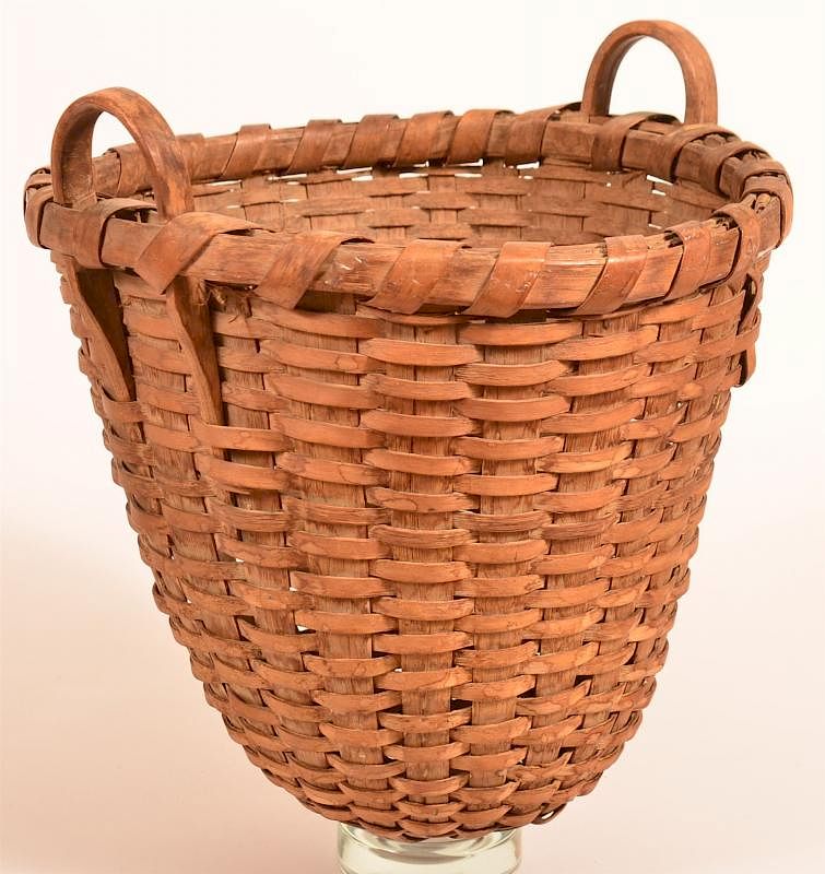 Appraisal: Woven Oak Splint Field Basket Pennsylvania th Early th Century