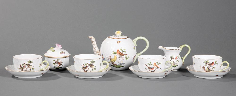 Appraisal: Herend Rothschild Bird Porcelain Tea Set c incl teapot h