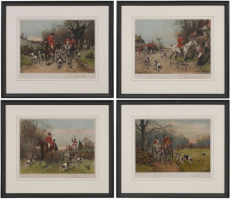 Appraisal: John S Sanderson Wells British - Four English Fox Hunting