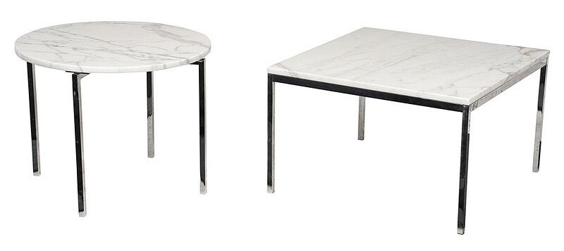 Appraisal: Two Florence Knoll Mid Century Marble Top Tables second half