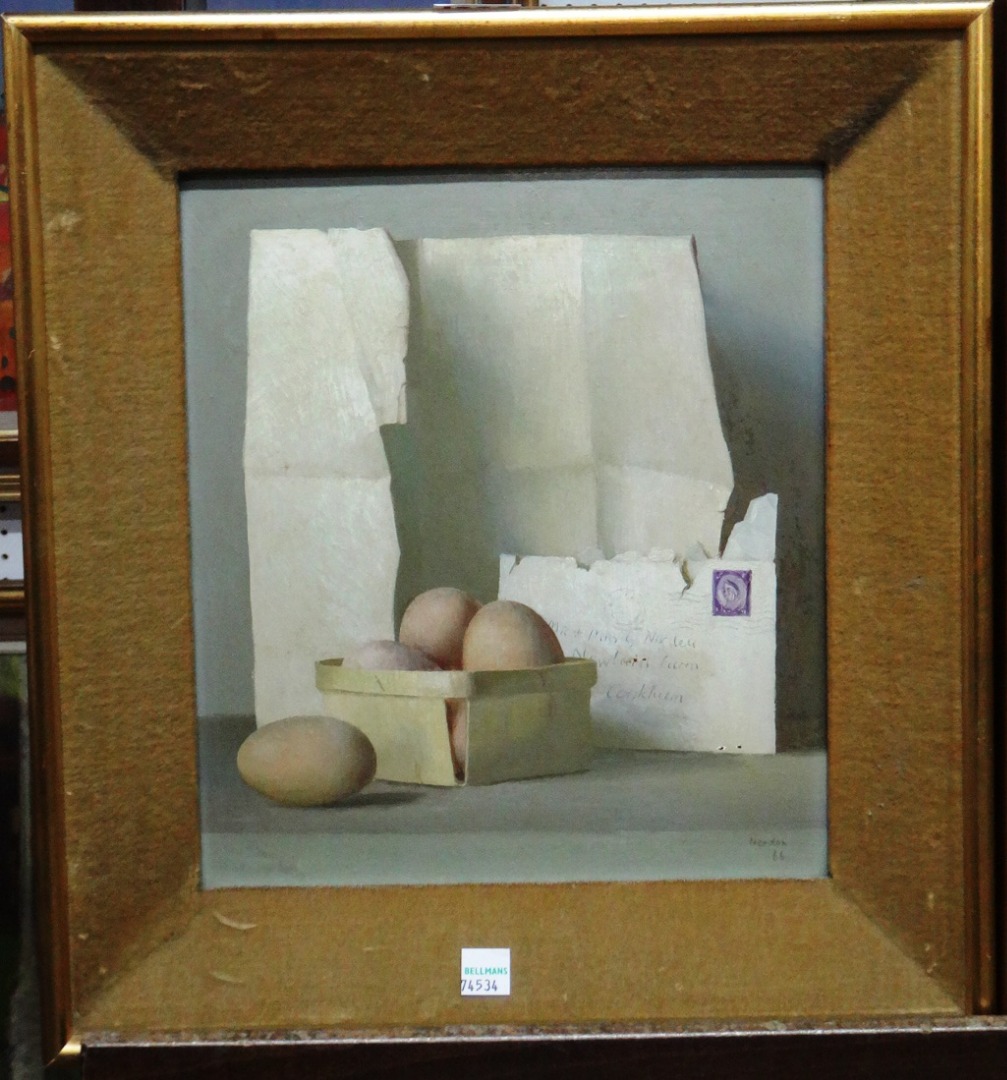 Appraisal: Gerald Nordern - Still life of sieve pastry brush and