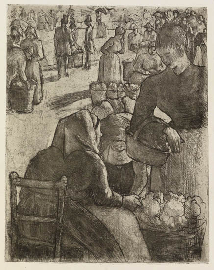 Appraisal: CAMILLE PISSARRO Marche aux Legumes Pointoise Etching and drypoint printed