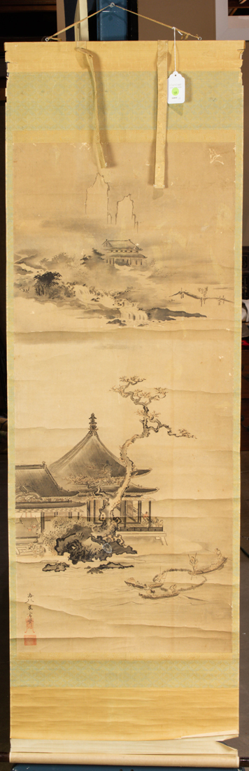 Appraisal: JAPANESE HANGING SCROLL Japanese hanging scroll ink on paper depicting