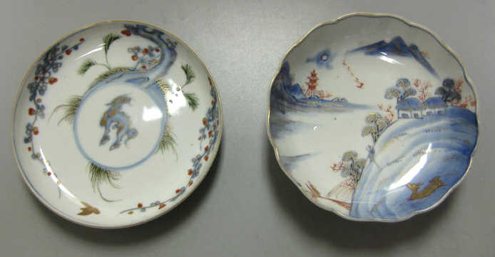 Appraisal: TWO JAPANESE PORCELAIN BOWLS A lobed bowl and shallow dish