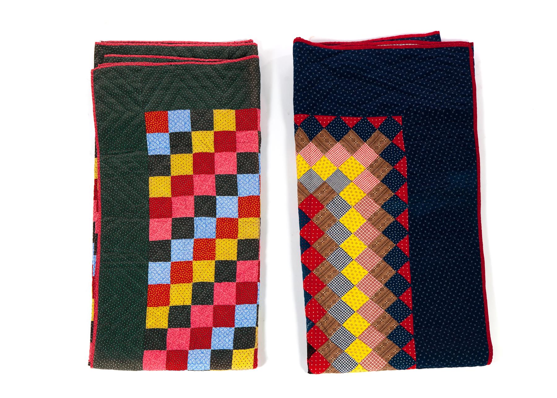 Appraisal: TWO AMERICAN QUILTS Late th-early th century Both multicolored Grandmother's